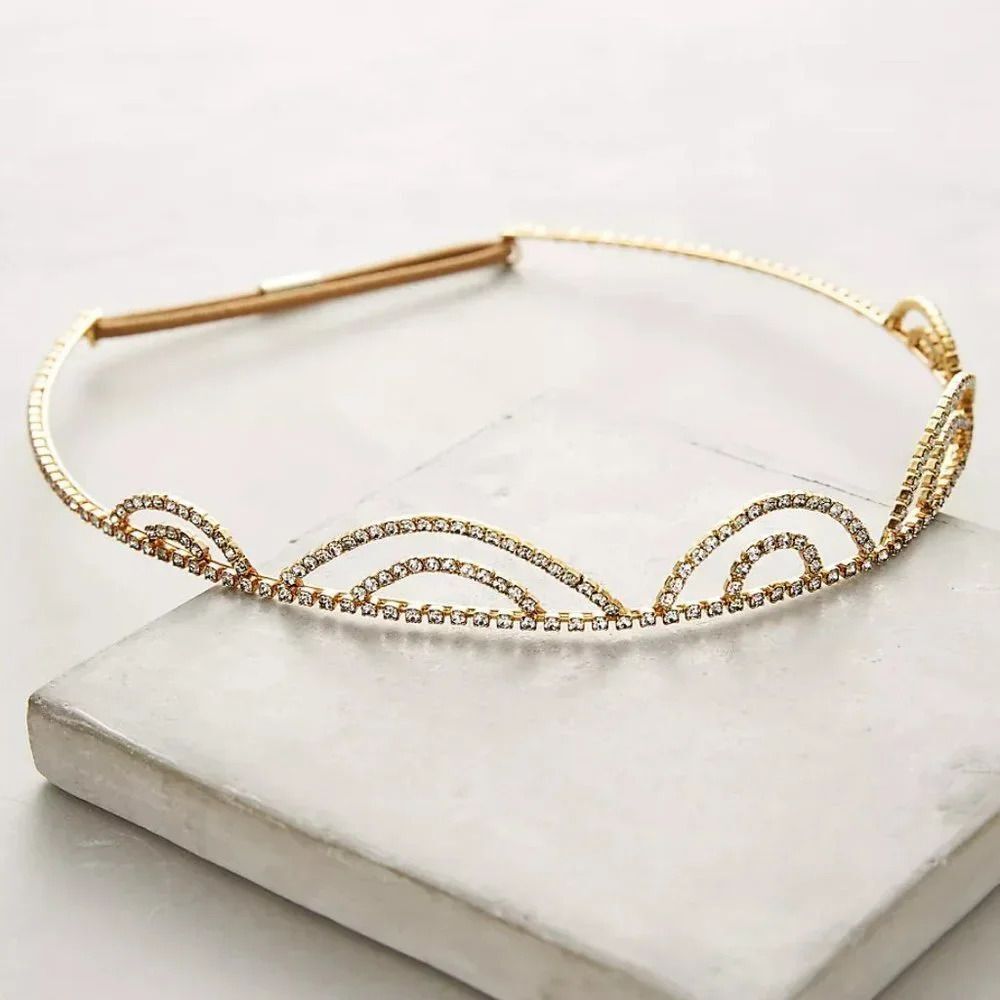 Anthropologie Jennifer Behr Elisabetta Tiara 12K Plated Gold